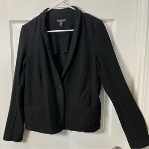 Eileen Fisher Black Women Blazer Button Front Single Breasted Made in USA Flawed